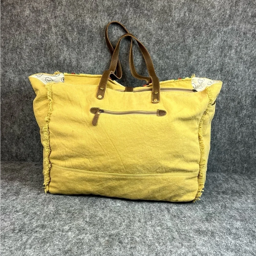 Myra Bag Multicolor Striped Tote with Brown Accents Shoulder Bag